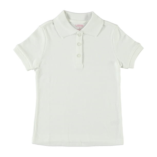 French Toast Big Girls S/S Fitted Knit Polo With Picot Collar-green French Toast Big Girls S/S Fitted Knit Polo With Picot Collar-green